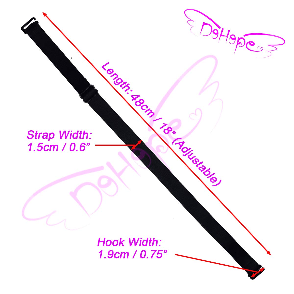 DoHope Adjustable Bra Straps Replacement 10/12/15/18/20mm Wide Black White Beige - Image 4