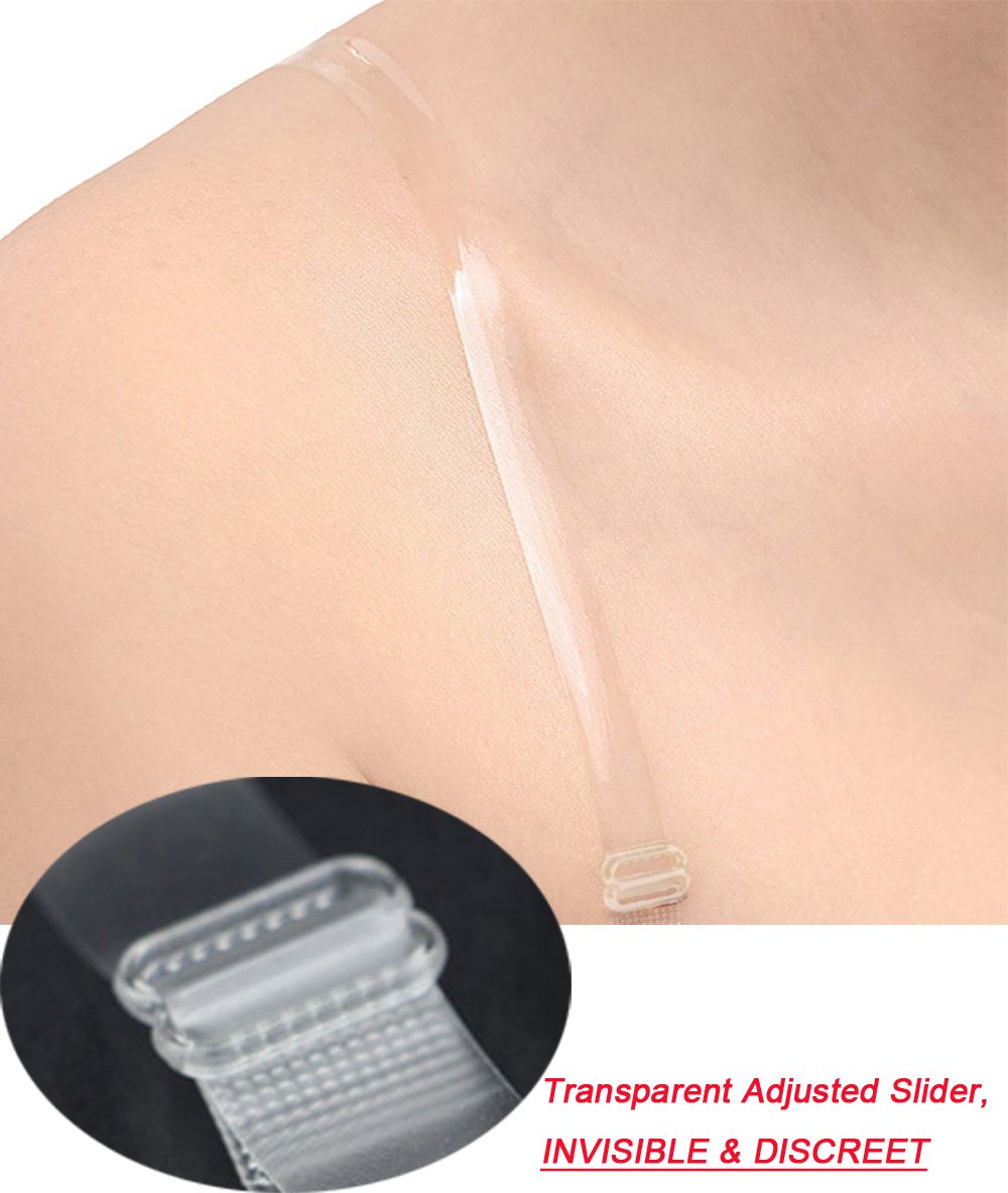 DoHope Clear Invisible Bra Shoulder Strap - Metal Hook w/Plastic Cover, 3/8" 5/8" 3/4" - Image 3