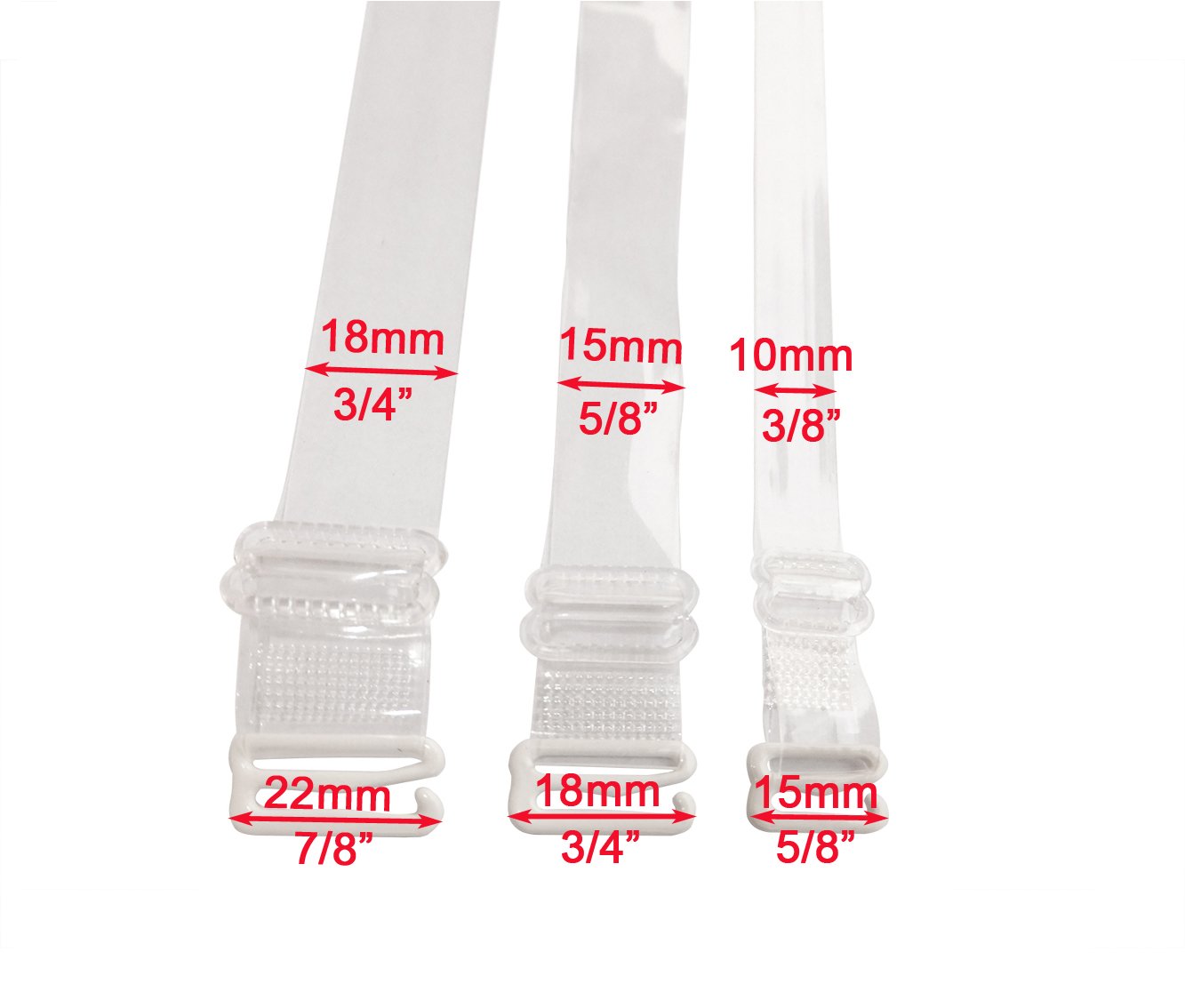 DoHope Clear Invisible Bra Shoulder Strap - Metal Hook w/Plastic Cover, 3/8" 5/8" 3/4" - Image 4