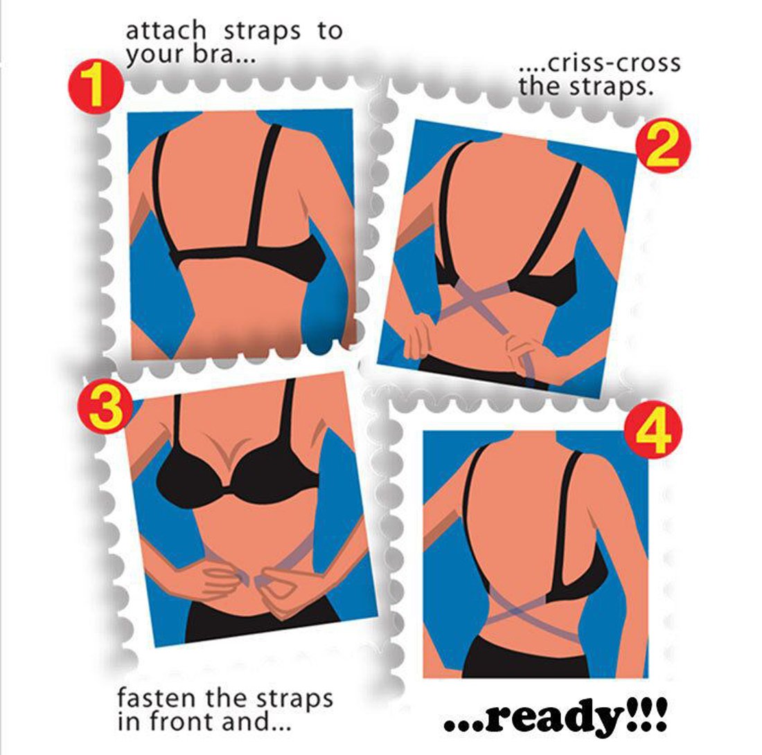 DoHope Lady's Adjustable Low Back Bra Converter Straps 2 Hook Black White Beige - Image 5