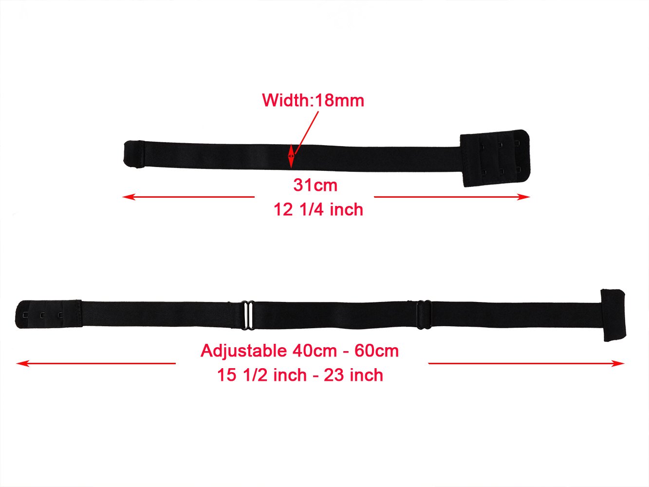 DoHope Lady's Adjustable Low Back Bra Converter Straps 2 Hook Black White Beige - Image 3