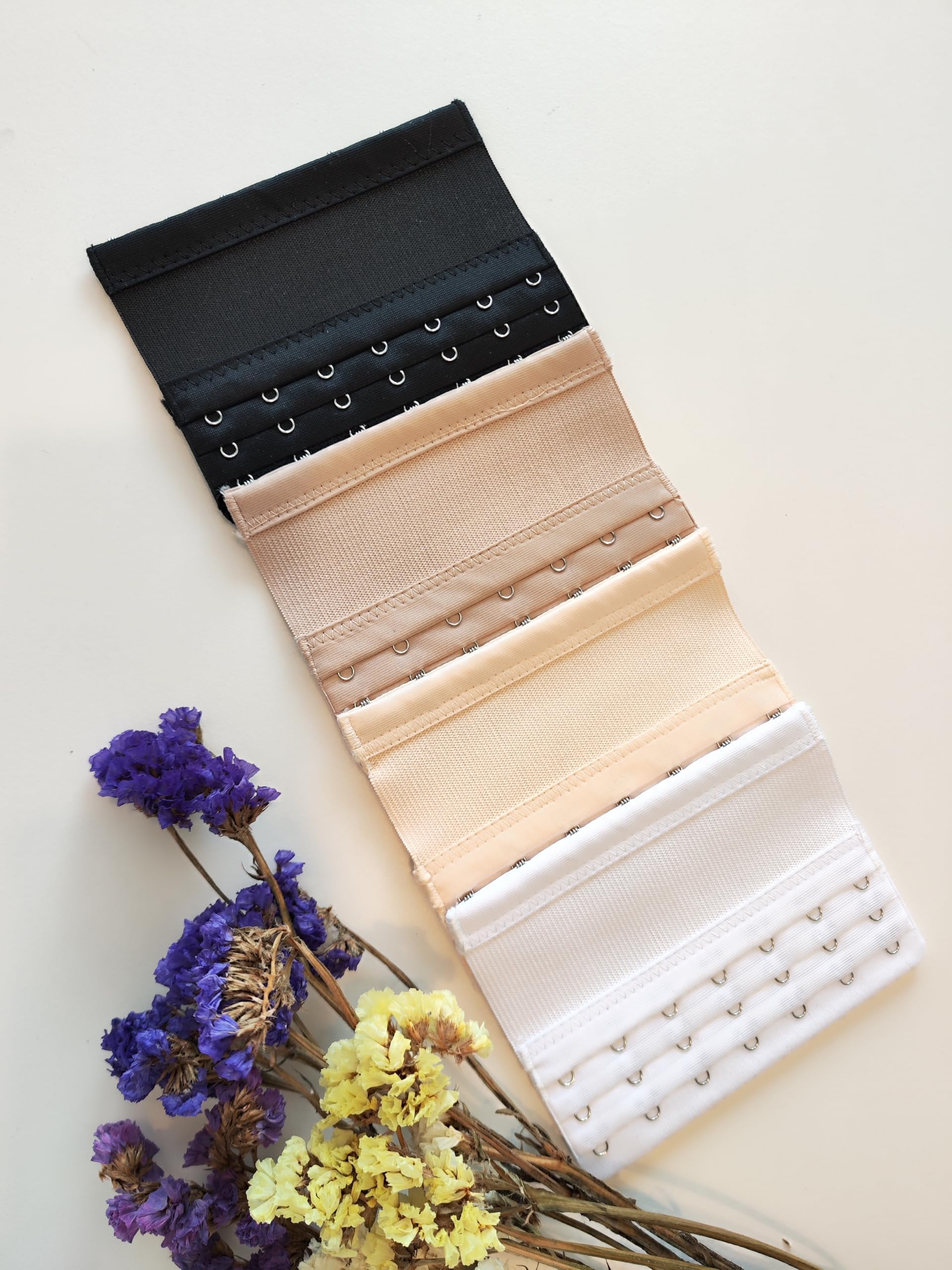 DoHope Women Elastic Bra Extenders 7 Hook for Plus Size Bras Back Extension Strap (4pcs 7 Hook Bra Extenders (Black, White, Dark Beige, Light Beige)) - Image 3