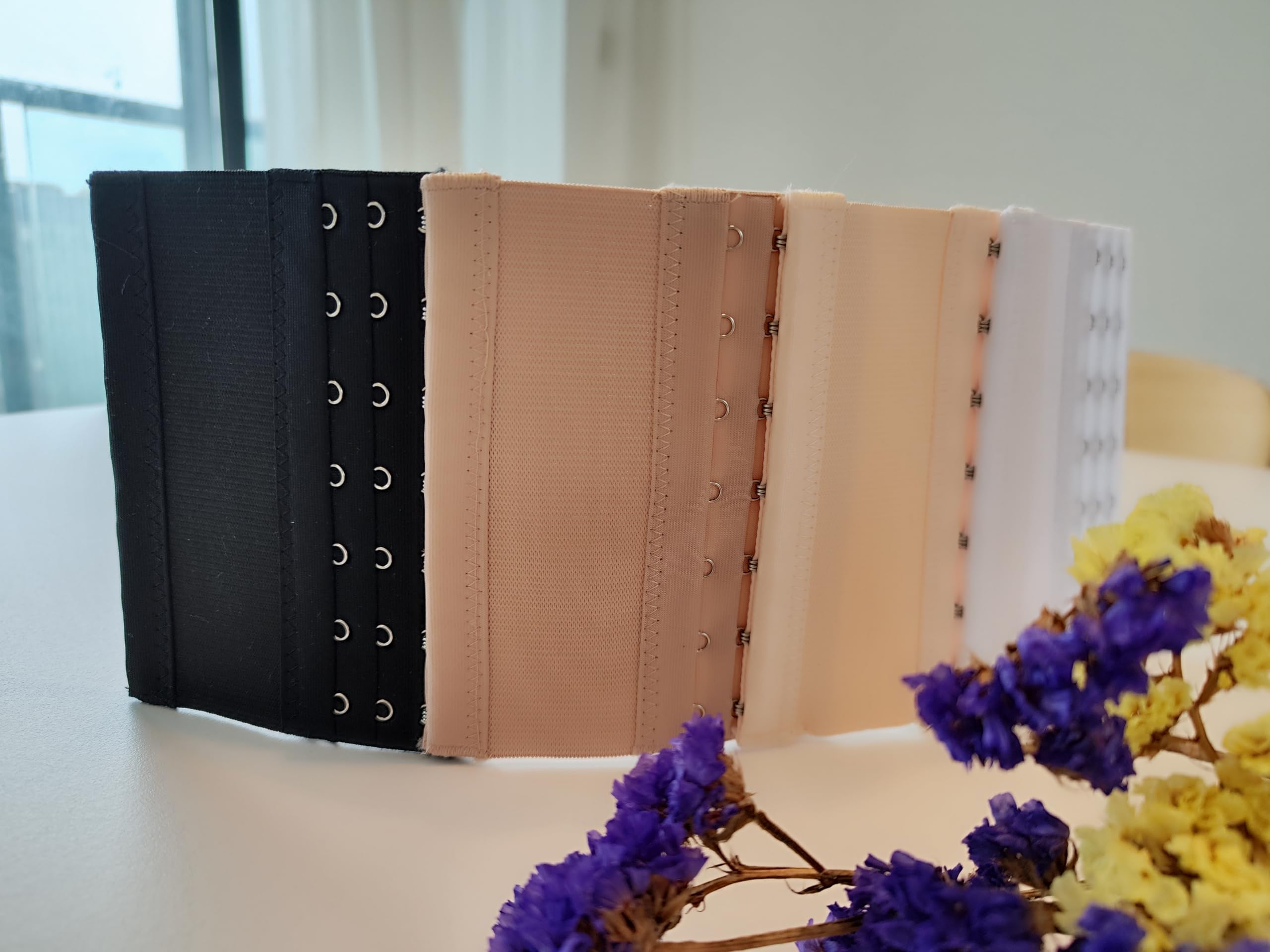 DoHope Women Elastic Bra Extenders 7 Hook for Plus Size Bras Back Extension Strap (4pcs 7 Hook Bra Extenders (Black, White, Dark Beige, Light Beige)) - Image 4